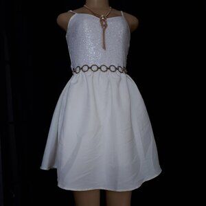 Streetwear Society Womens Mini Dress ~ White with Sparkly Sequins ~ Size M ~